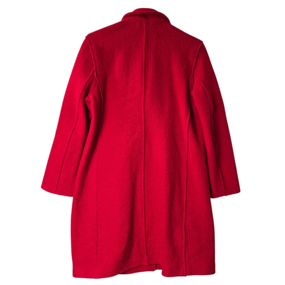 J.Crew Daphne Italian Boiled‎ Wool Red Double Breasted Unlined Coat Women Size 6